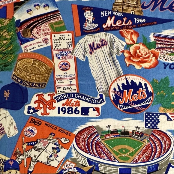 VINTAGE Reyn Spooner New York Mets Shirt Mens XL Blue Hawaiian USA AOP - Picture 12 of 15